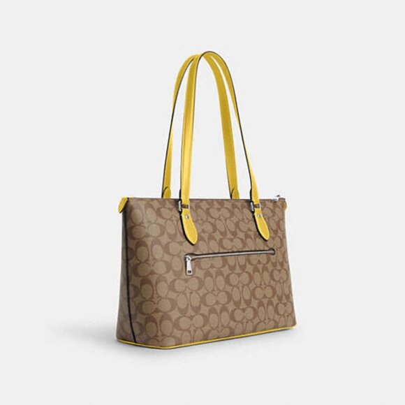 Coach Gallery Tote In Signature Canvas Retro Yellow CH504 NWT - Picture 3 of 13